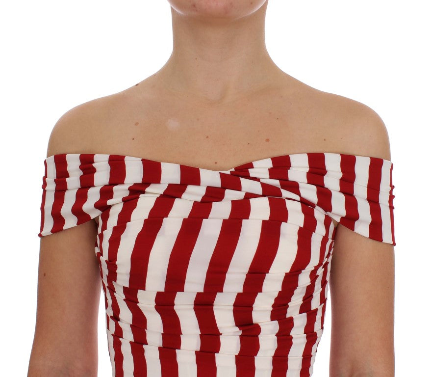 Red and white striped sleeveless dress