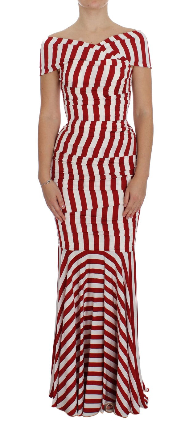 Red and white striped dress