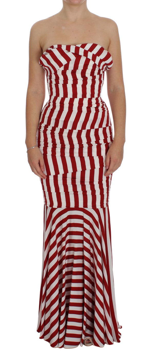 Red and white striped dress