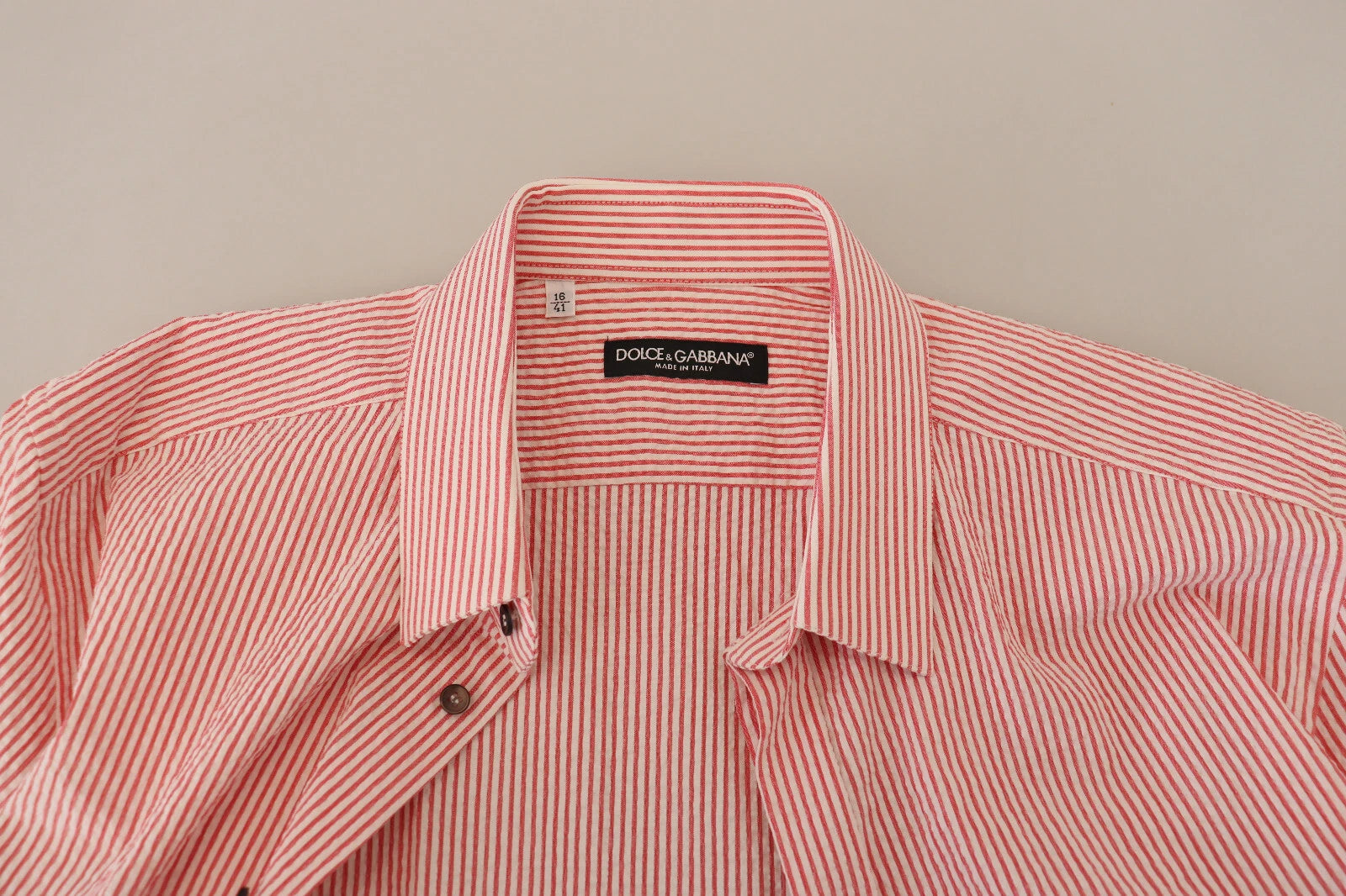 Red striped shirt on hanger