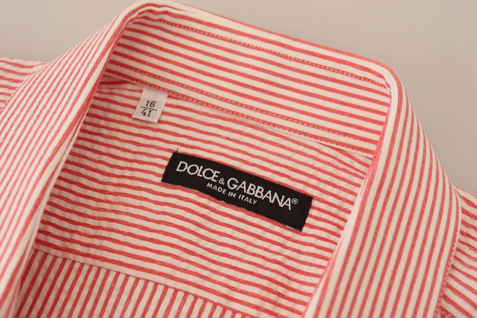 Red and white striped shirt on hanger