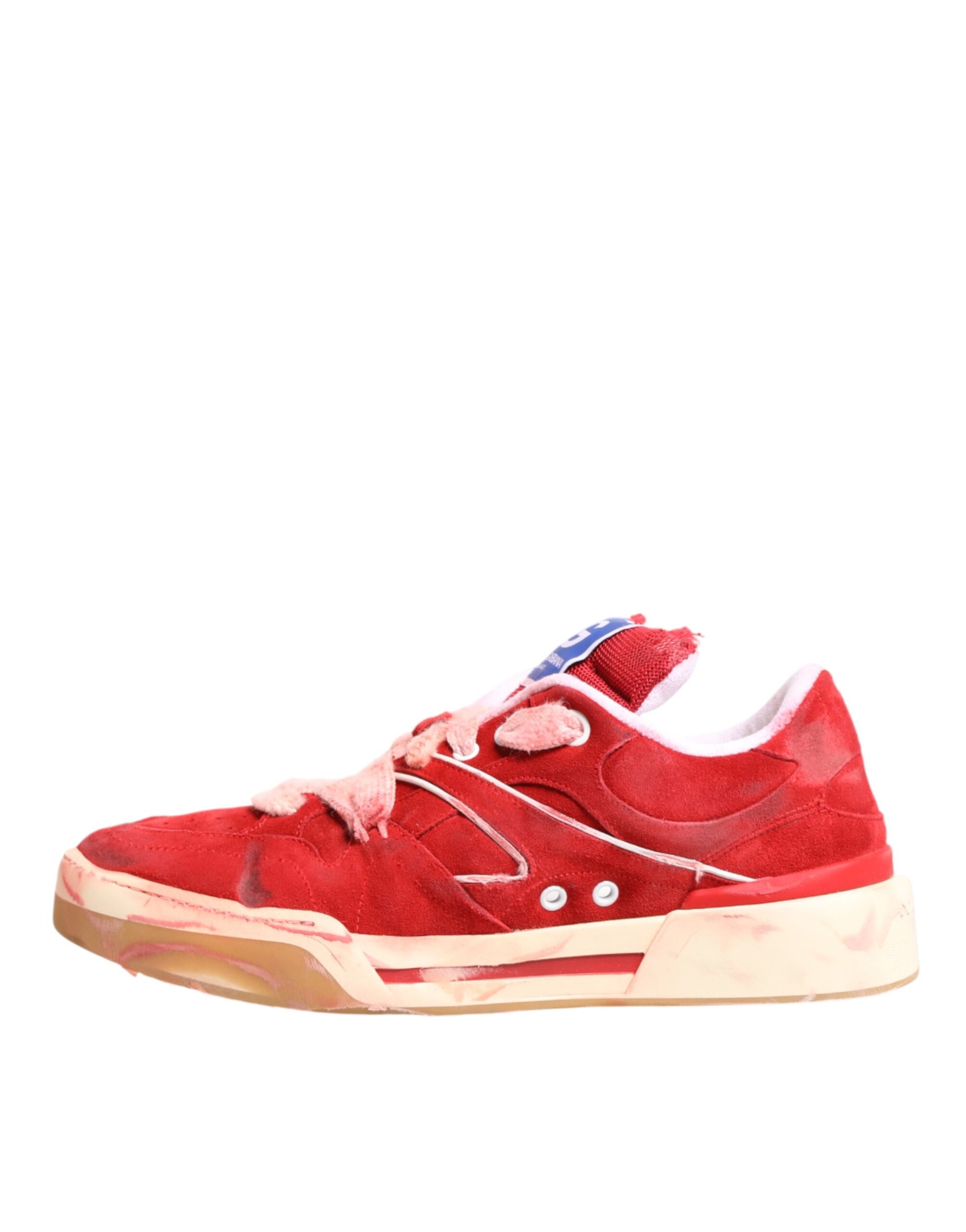 Red sneaker with white laces
