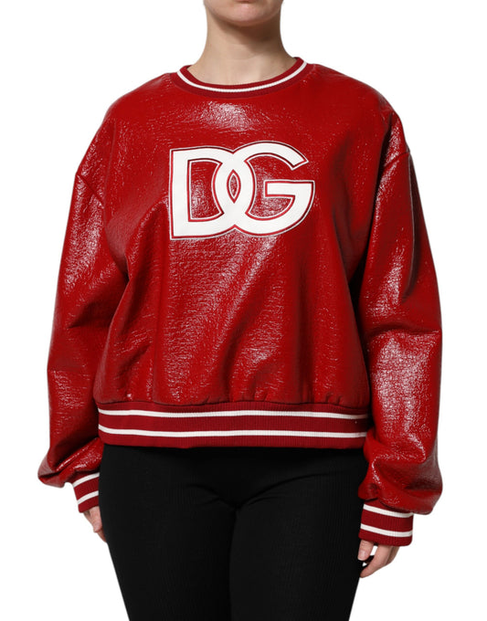 Red glittery sweatshirt with white lettering