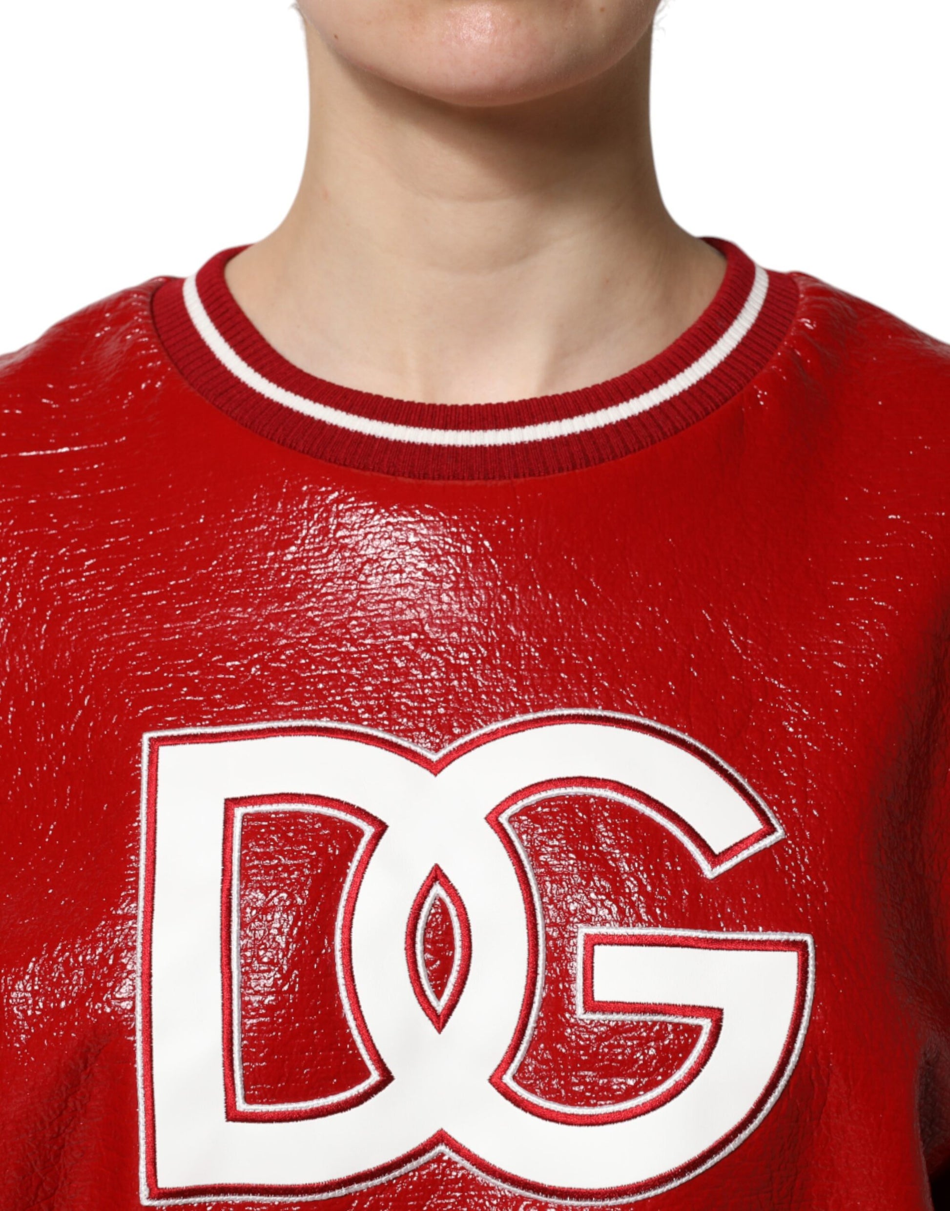 Red sweatshirt with white letters