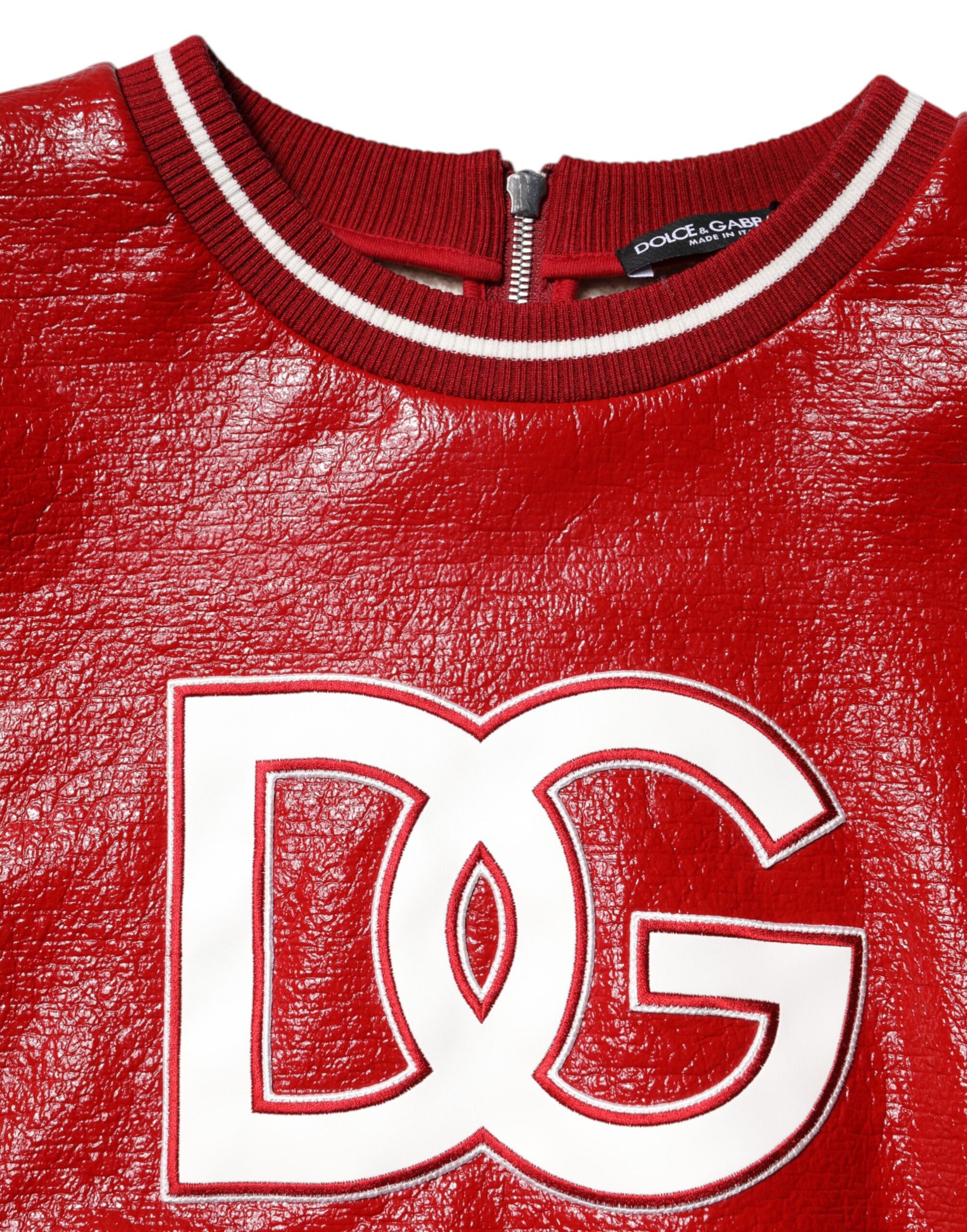 Red jacket with white letters dc