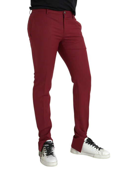 A pair of red wool men's slim fit dress pants from Dolce & Gabbana