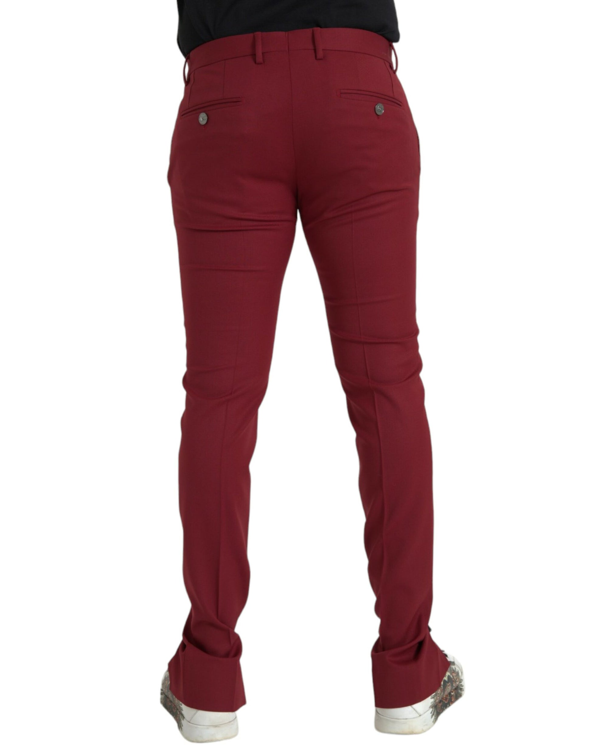 A pair of red wool men's slim fit dress pants by Dolce & Gabbana