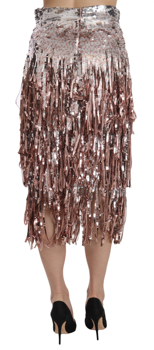 Sequined flapper skirt with fringe details
