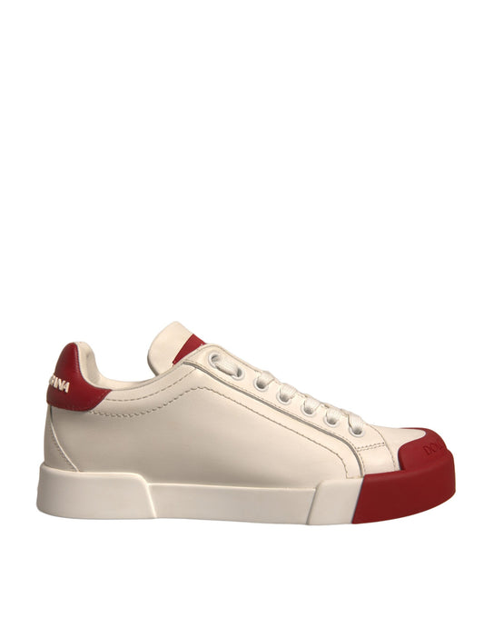 White sneaker with red accents