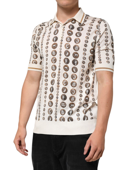 Man wearing a shirt with many buttons on it
