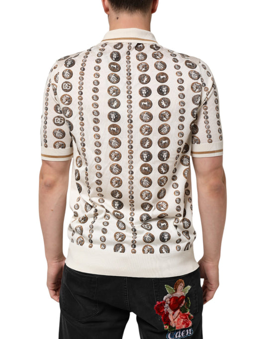 Back view of a man's shirt with circular designs on it