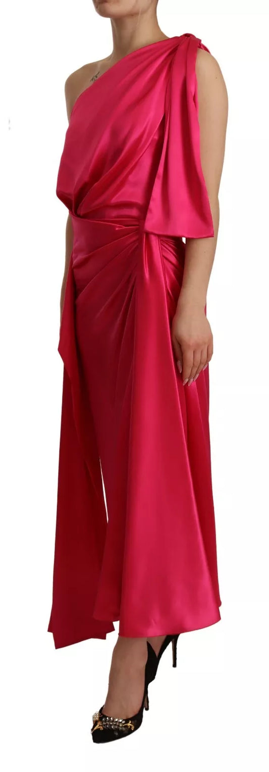 Woman wearing a red strapless dress