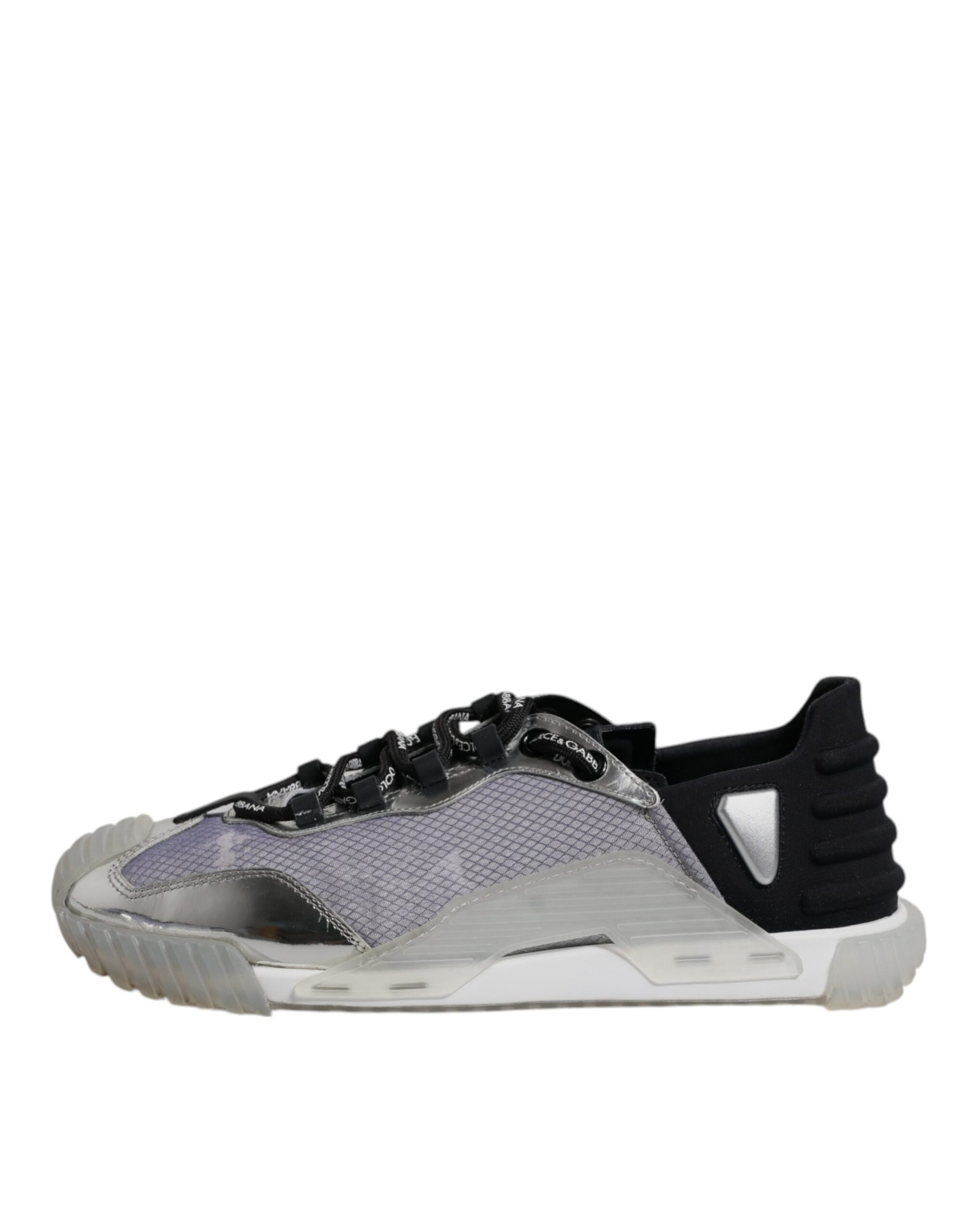 Purple and black sneaker with white sole