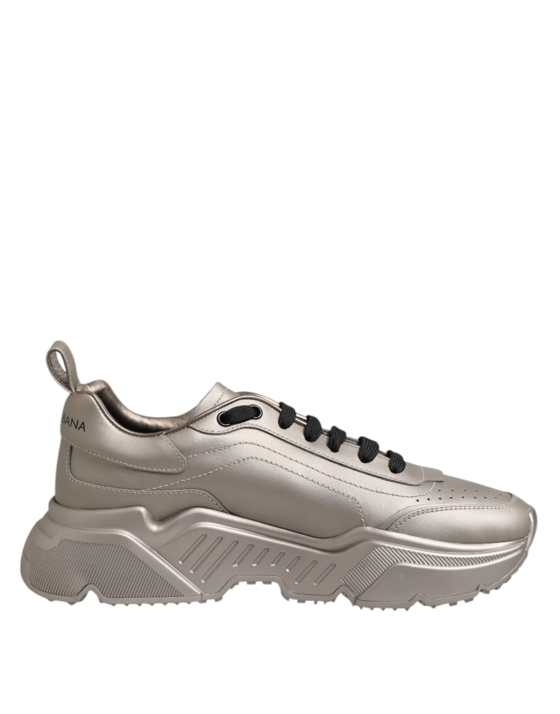 Silver sneaker with white sole