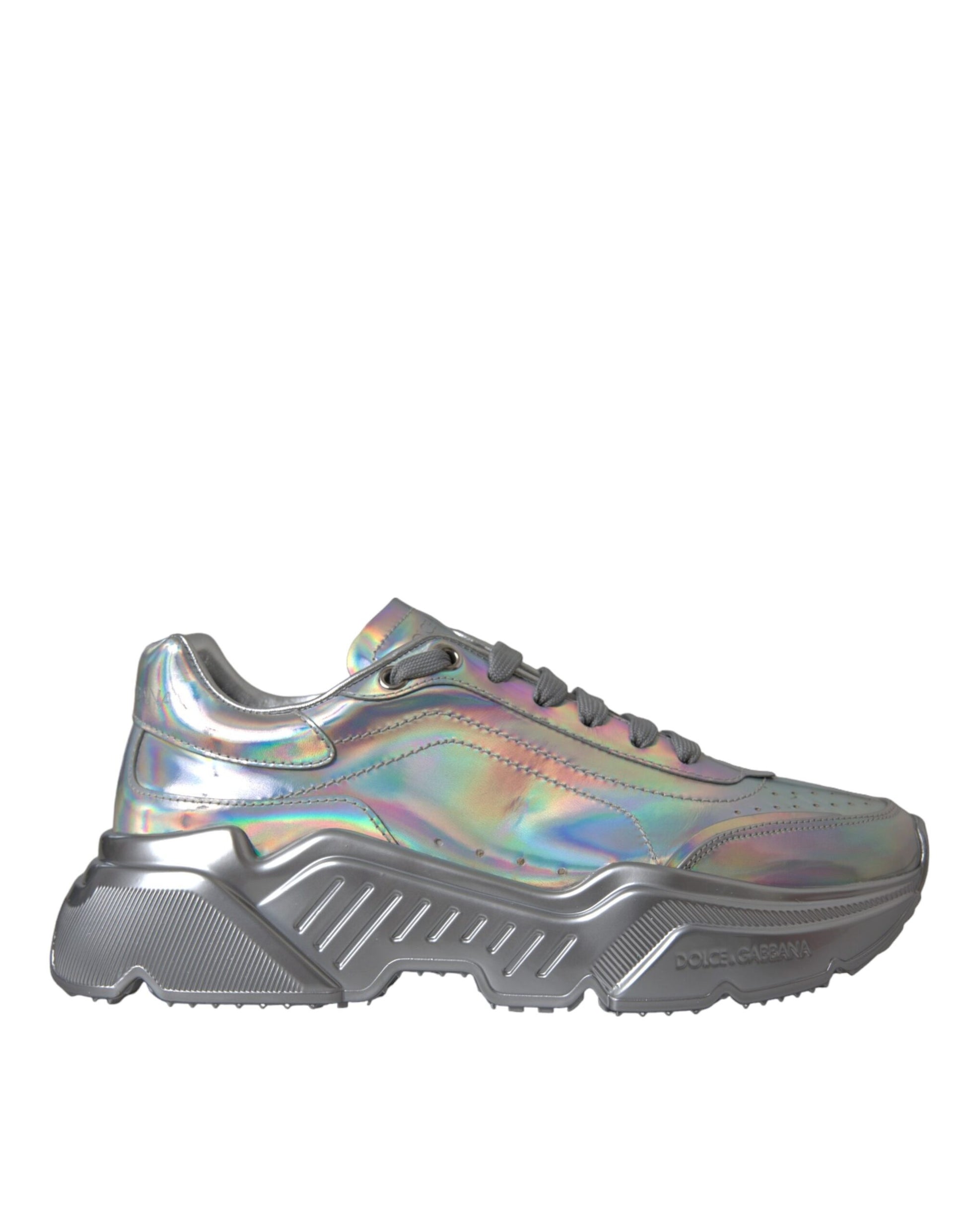 Silver and black sneaker with a glittery texture on the side