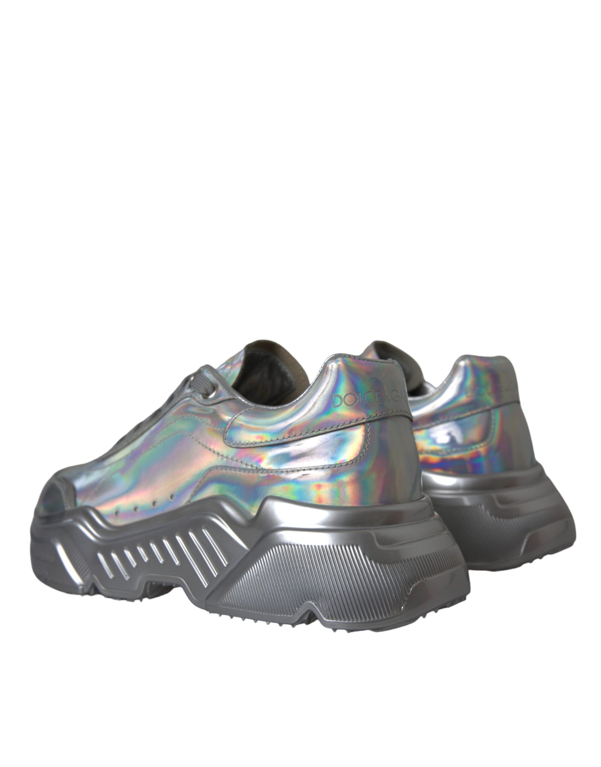 Pair of shoes with a glittery iridescent finish