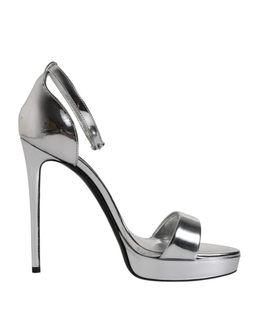 High heel silver sandal shoe