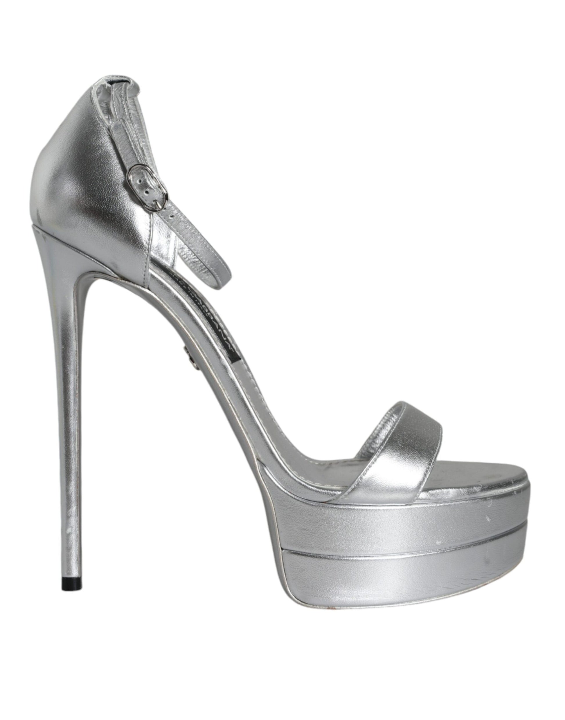 Silver high heel shoe