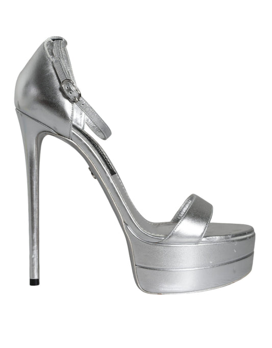 Silver high heel shoe