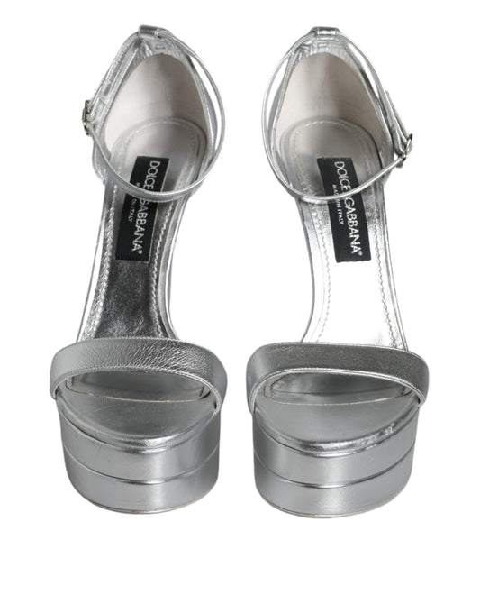 Silver high heel shoes with stiletto heels