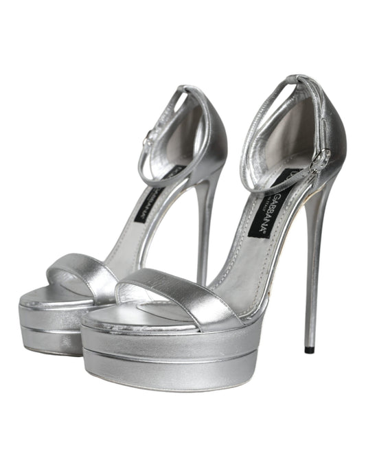 Silver high heel shoes with stiletto heels