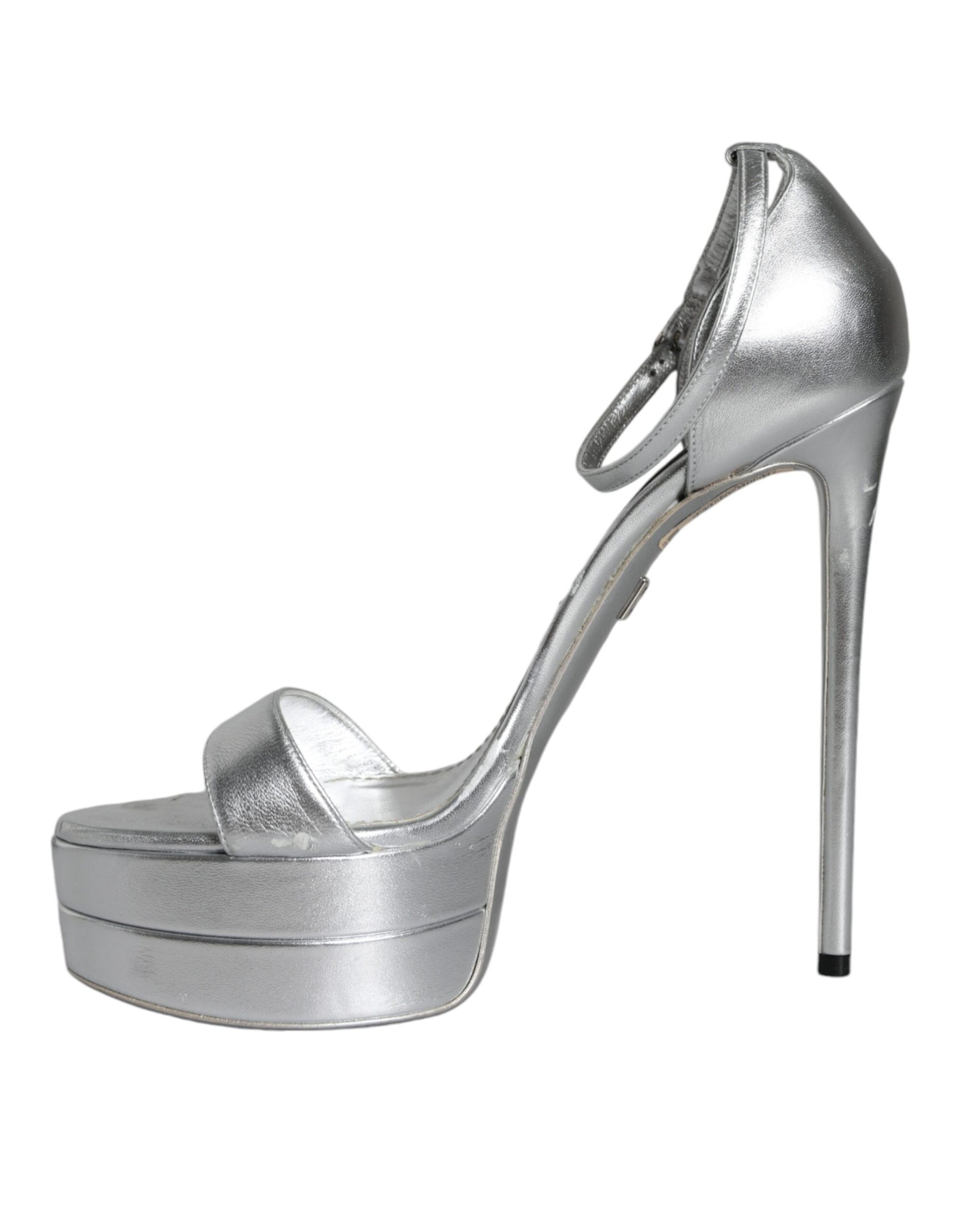 Silver high heel shoe