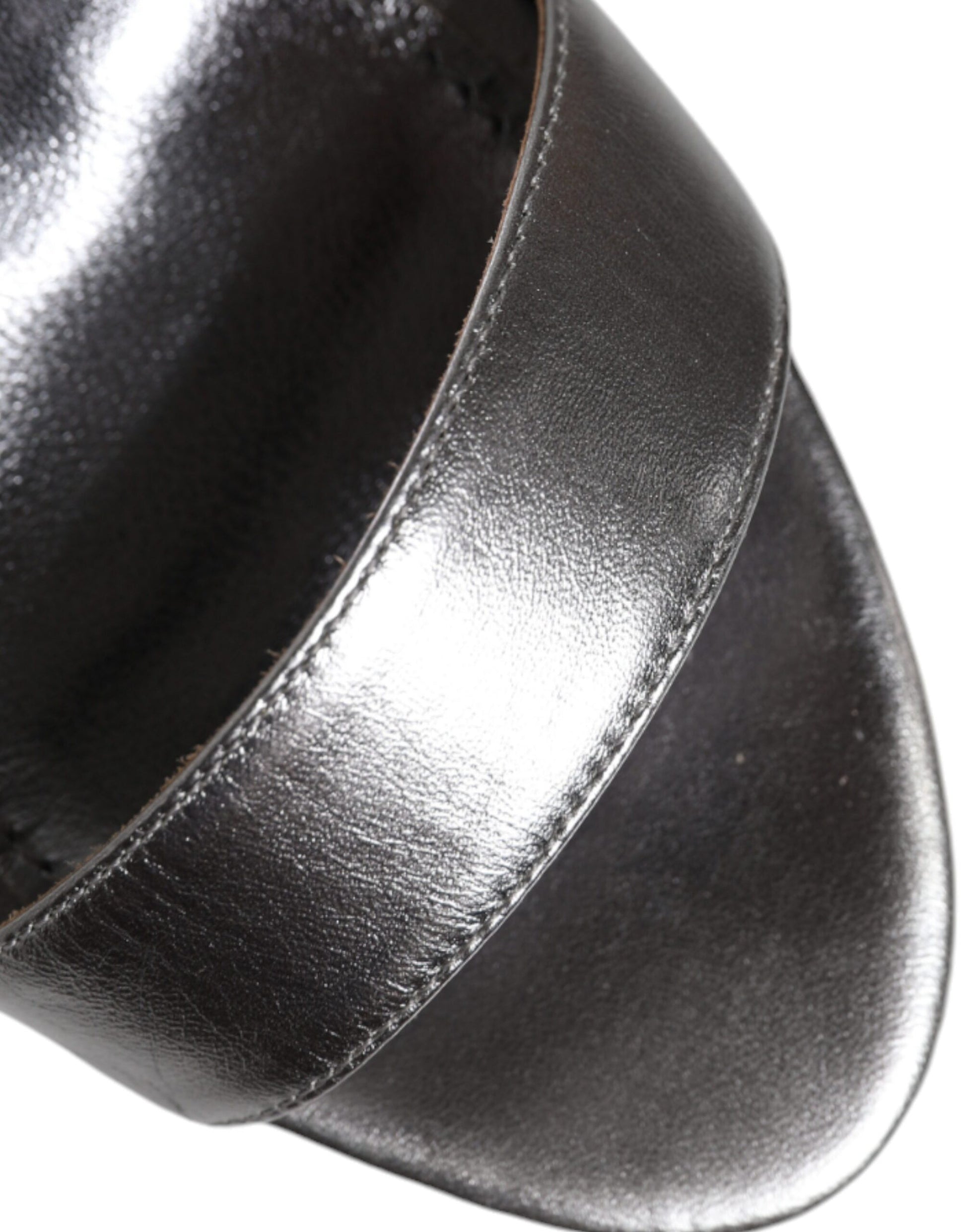 Black leather shoe with a strap across the top