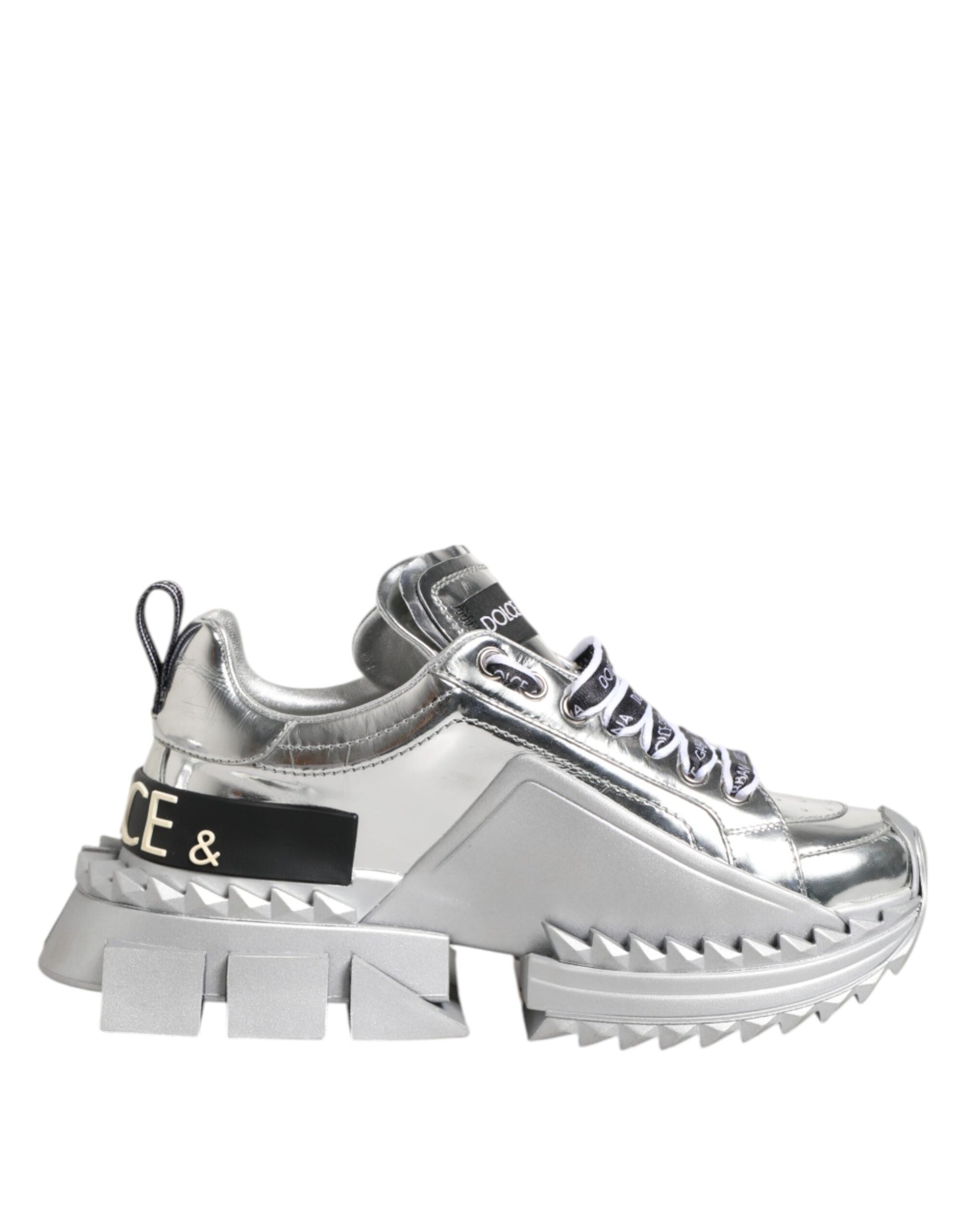 Silver sneaker with white sole