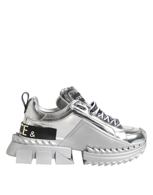 Silver sneaker with white sole