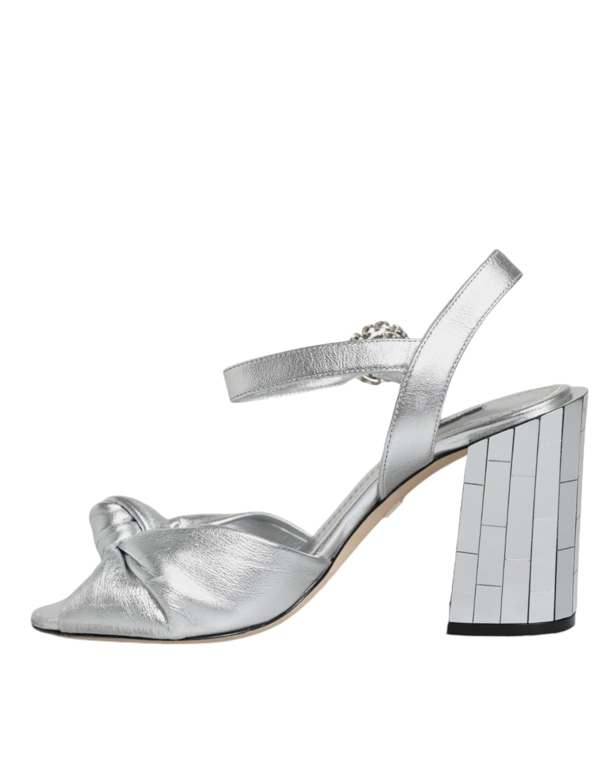 Silver glittery high heel sandal