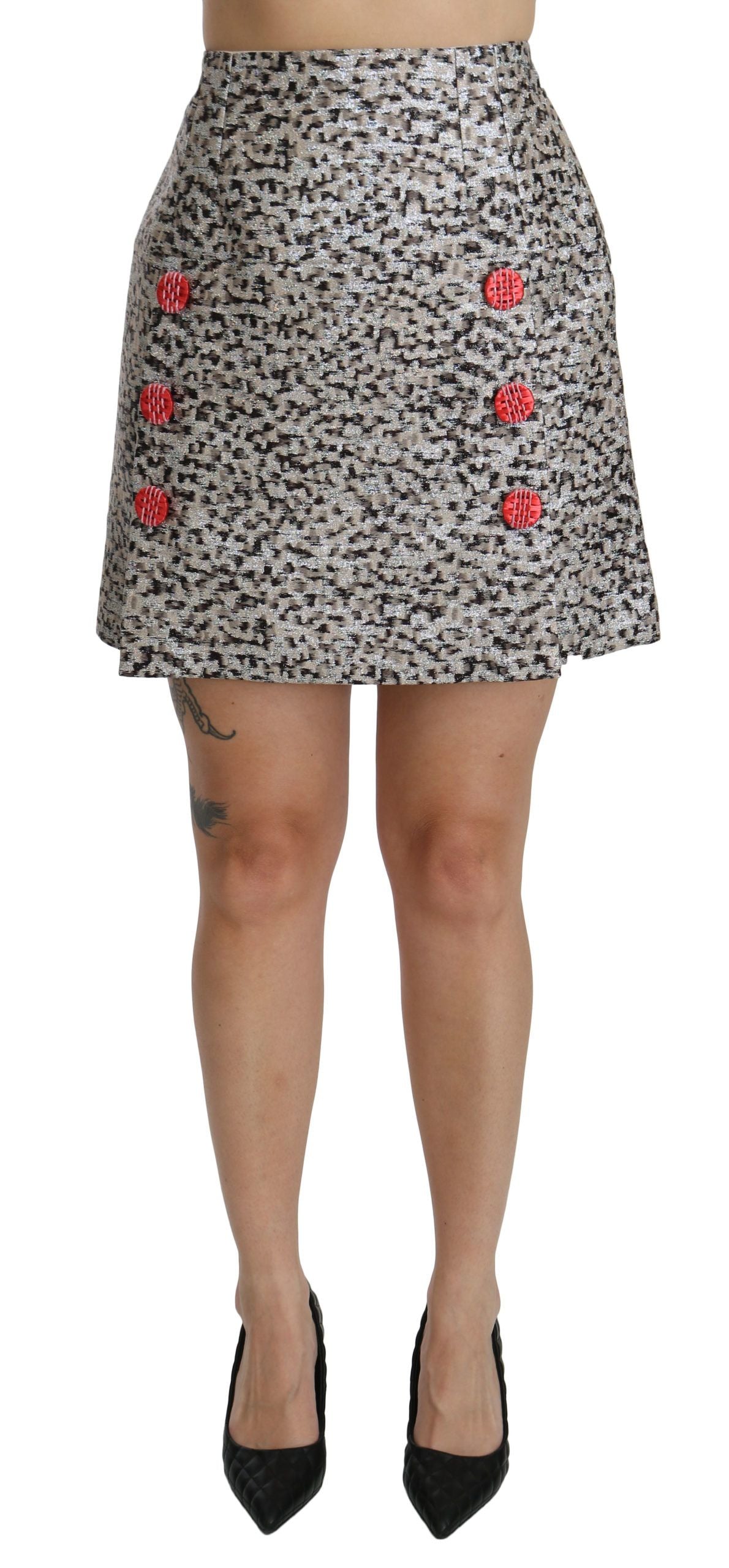 Short skirt with red dots on a white background