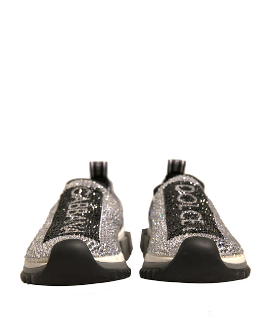 Pair of glittery sneakers with white soles