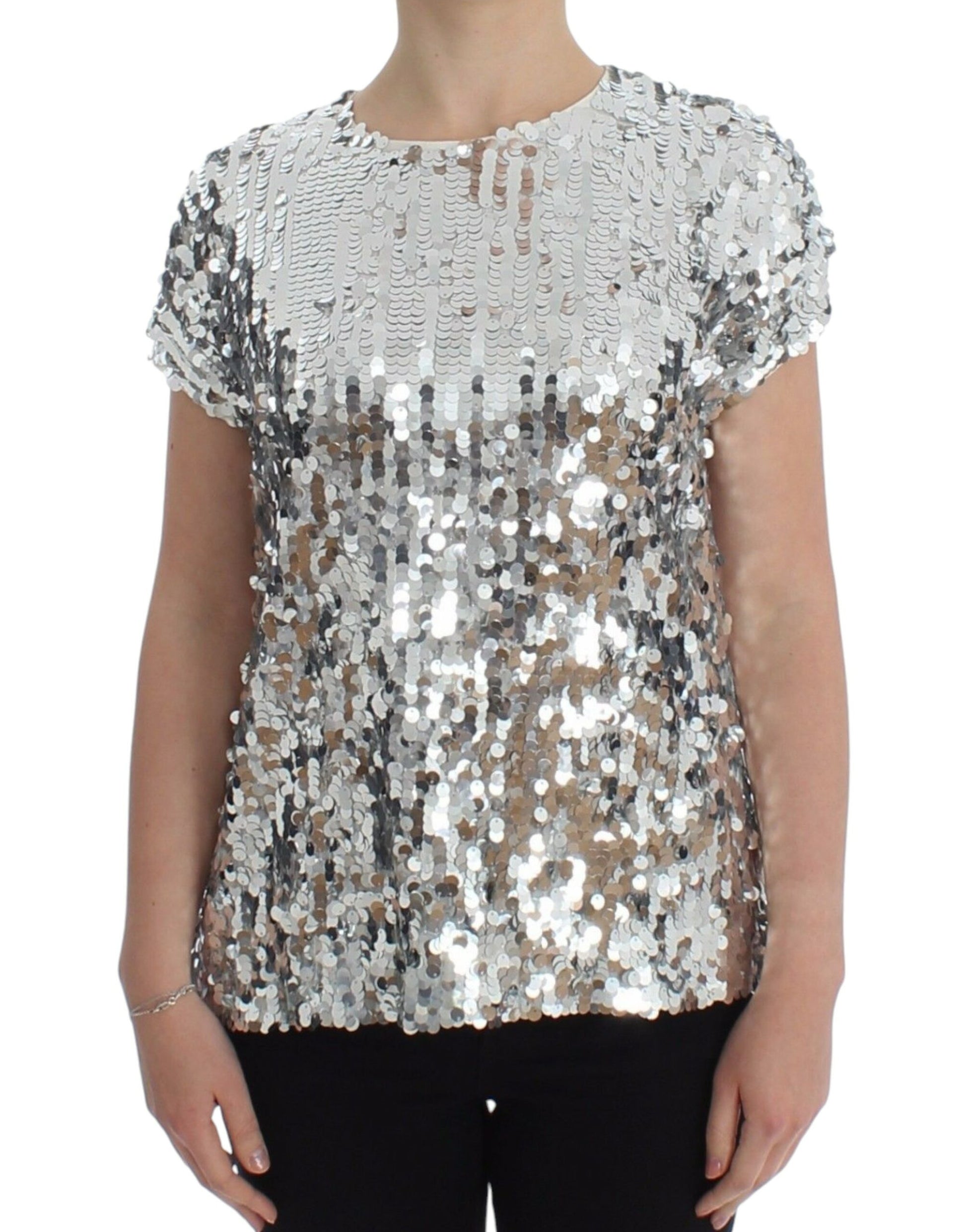 Shiny sequined top on a woman