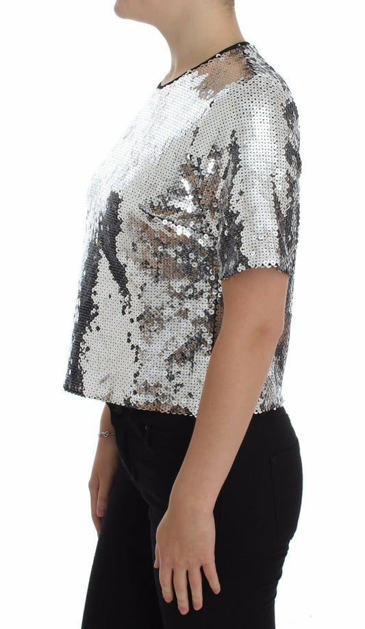 Shiny silver sequin top