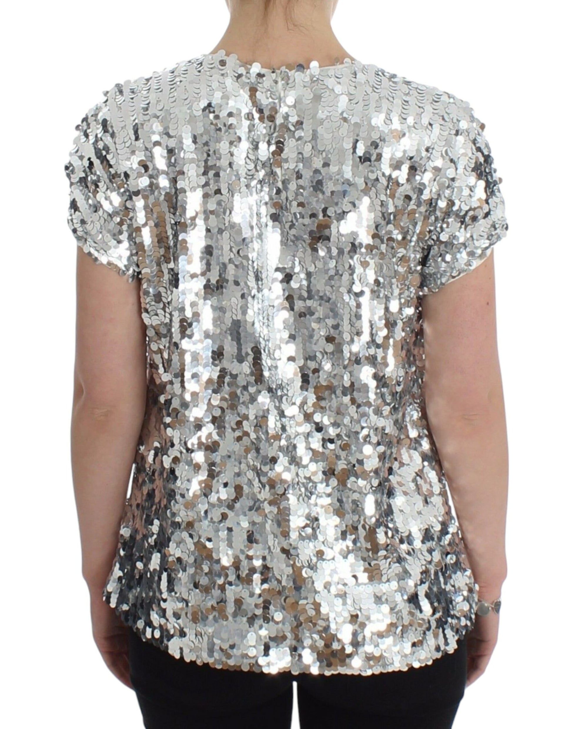 Silver sequin backless top
