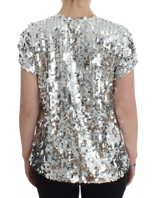 Silver sequin backless top