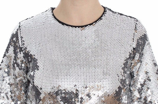 Shiny sequined top with long sleeves
