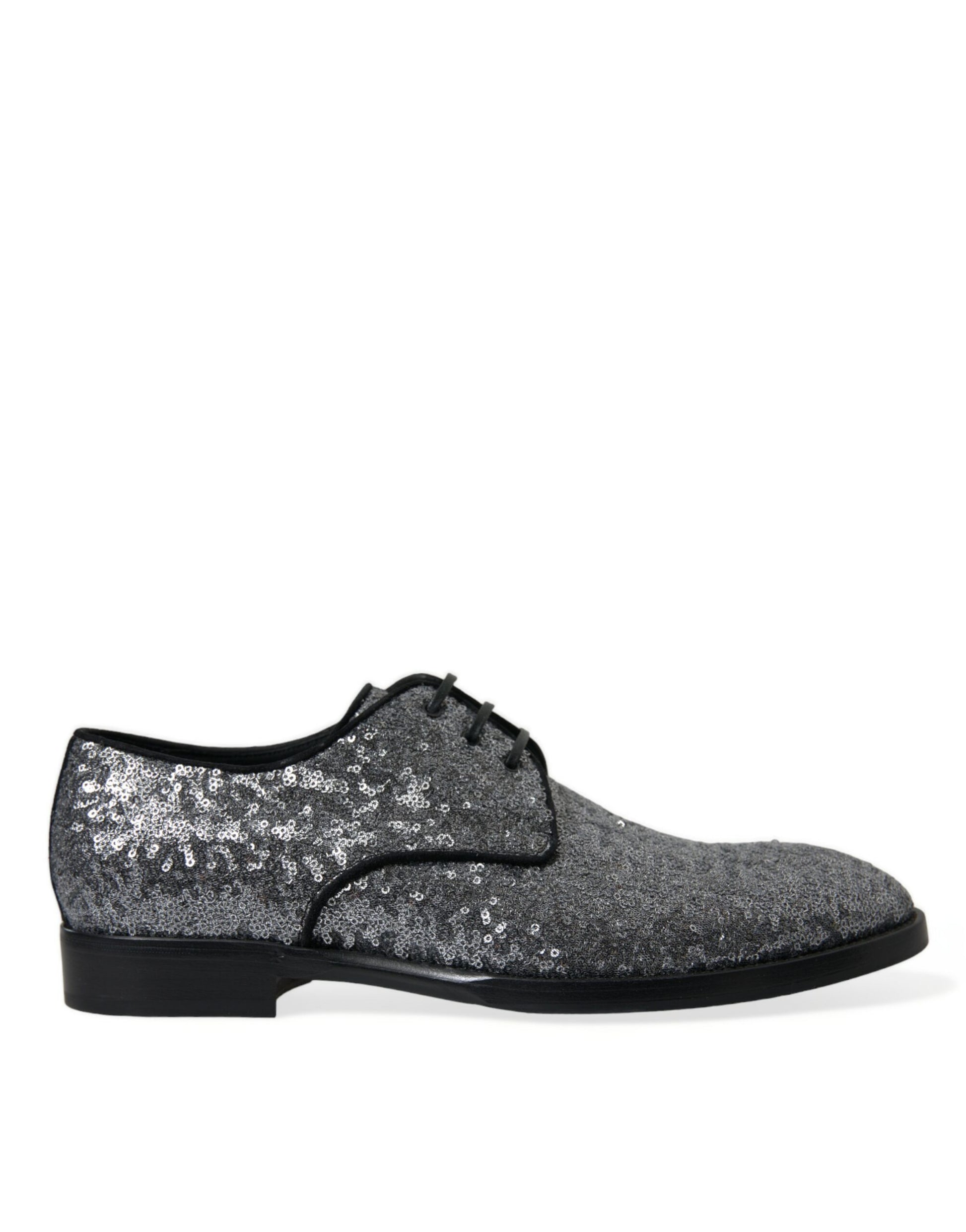 A shoe with a glittery texture on the upper part