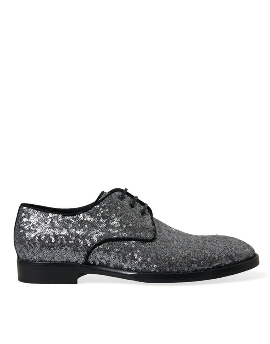 A shoe with a glittery texture on the upper part