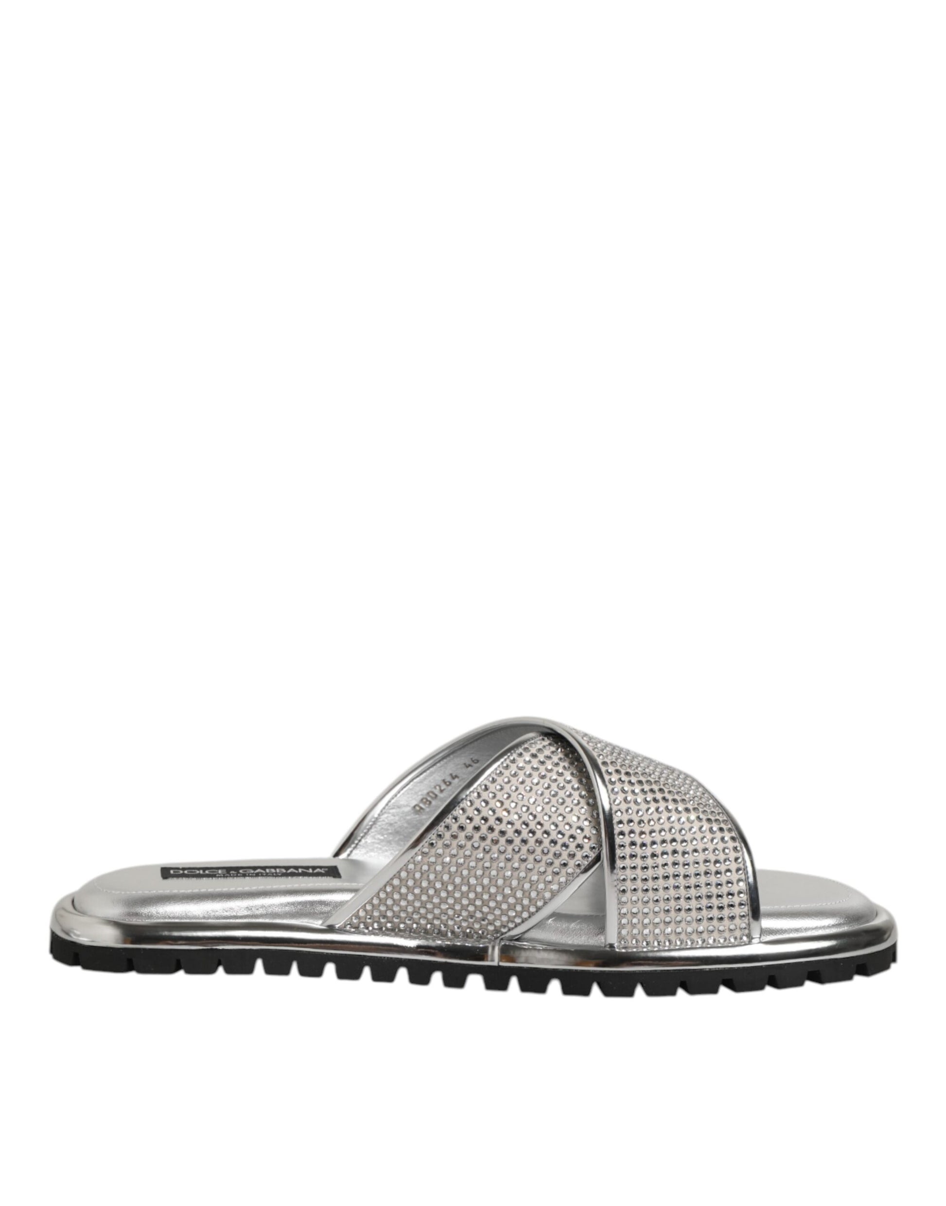 Silver sandal with embellishments on top