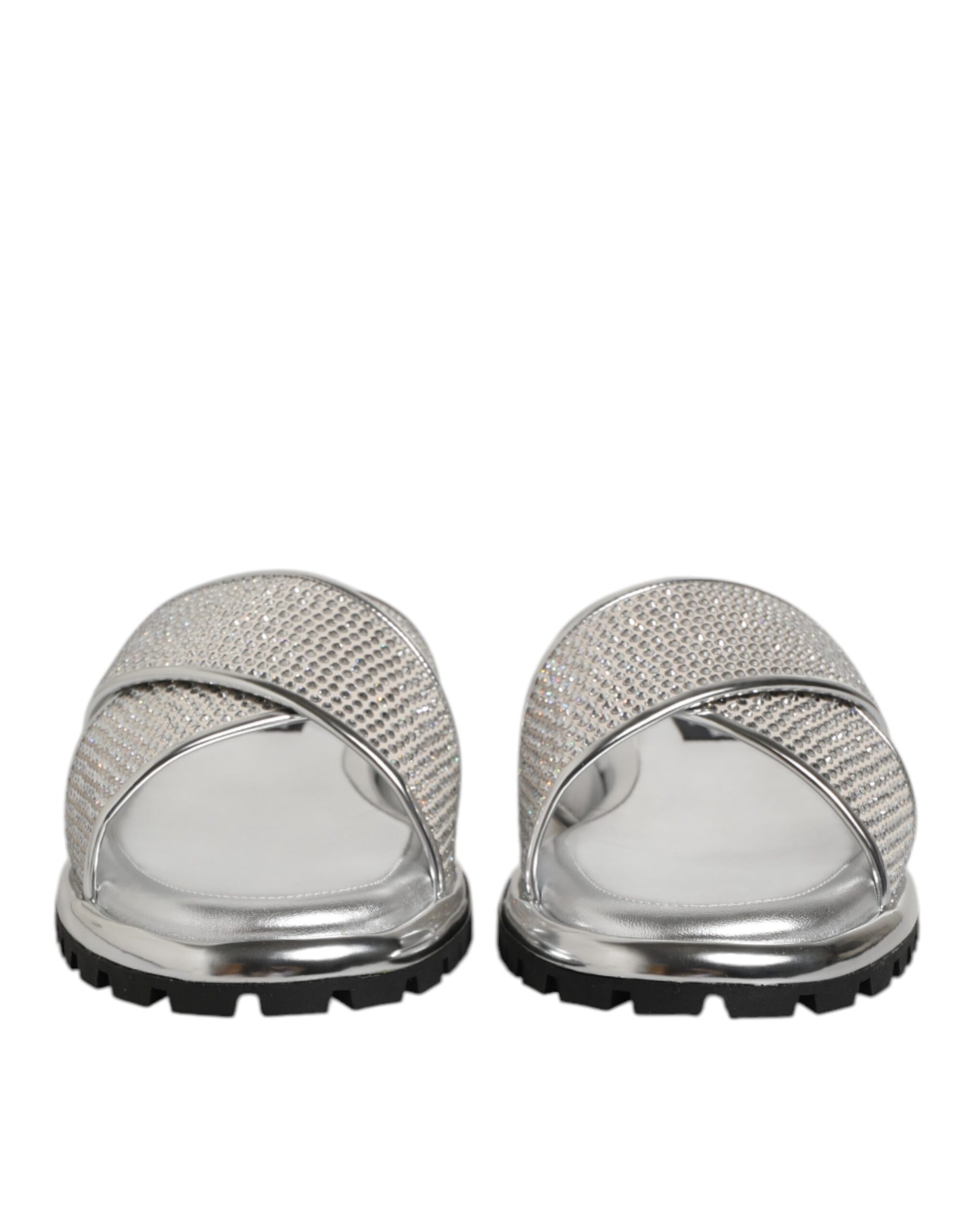 Silver glittery sandals with open toes