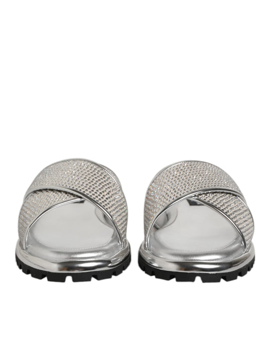 Silver glittery sandals with open toes