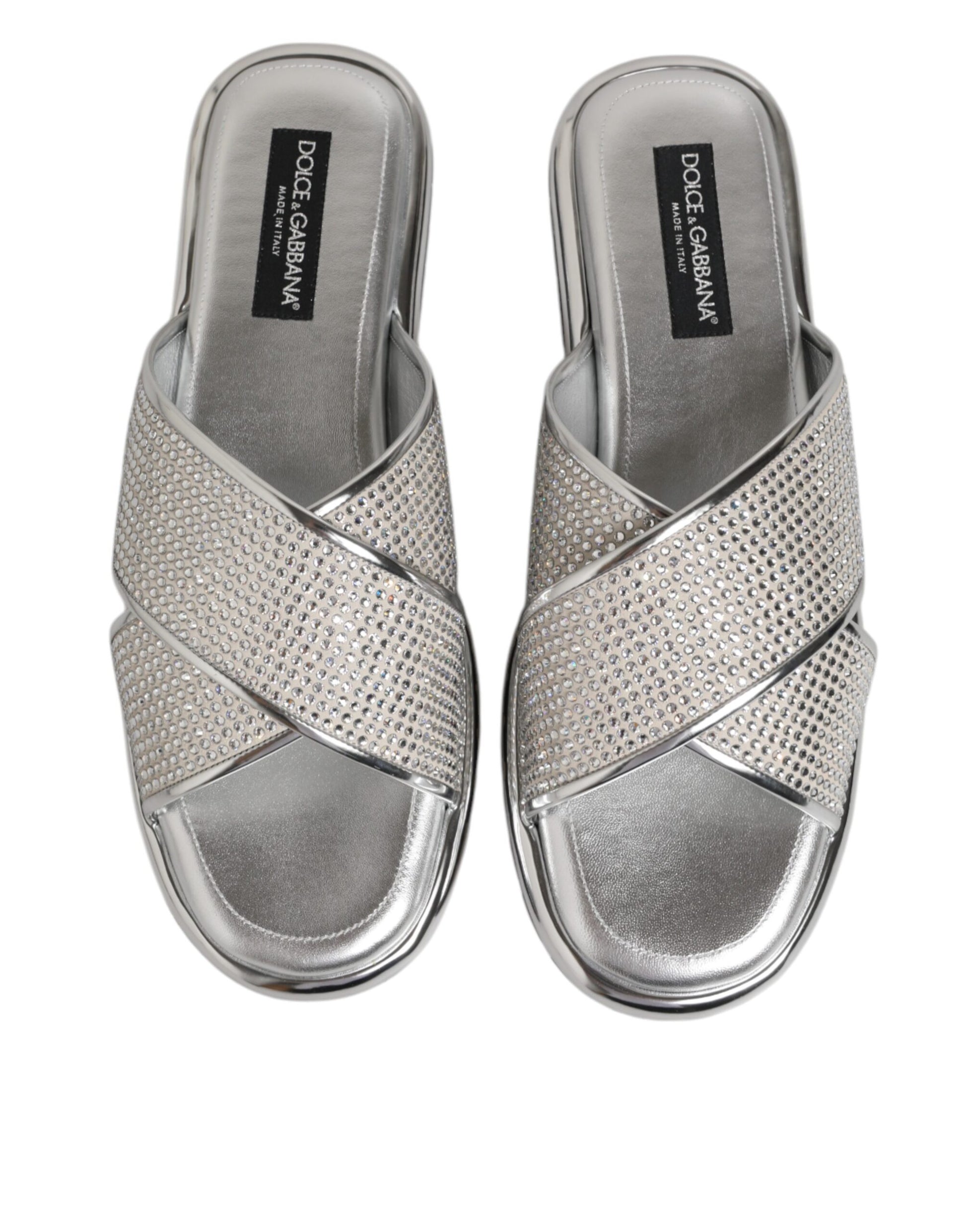 Silver glittery sandals with straps