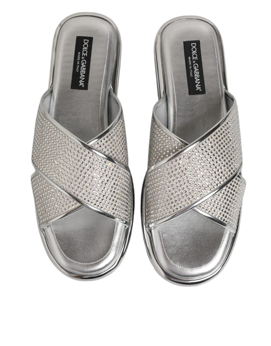 Silver glittery sandals with straps
