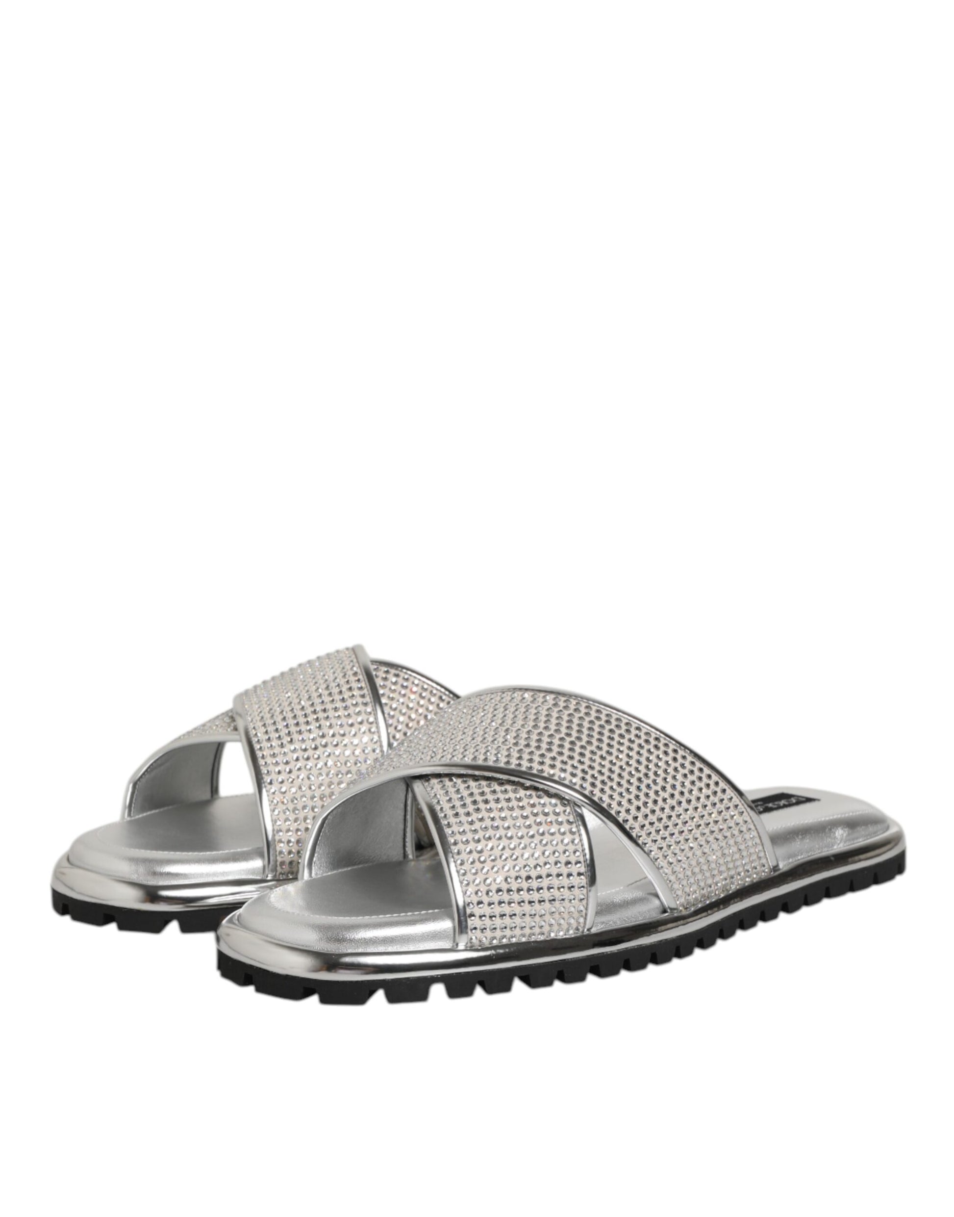 Silver glittery sandals with straps