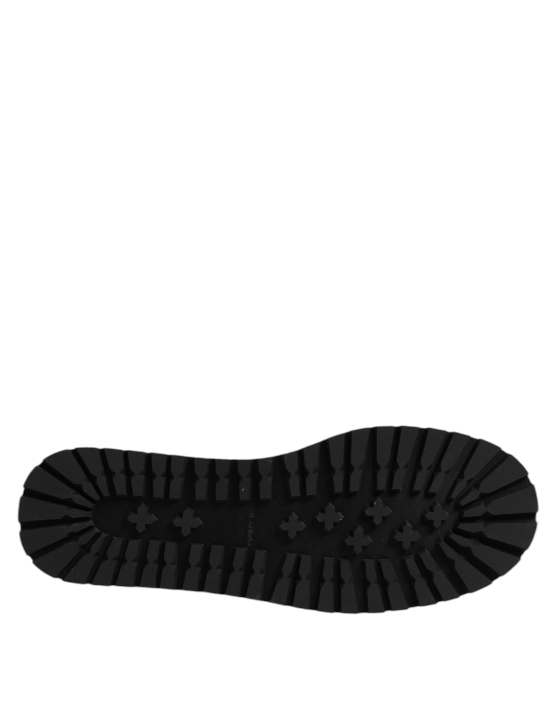 Black shoe with white sole