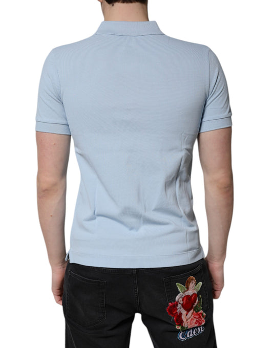 Blue polo shirt with short sleeves