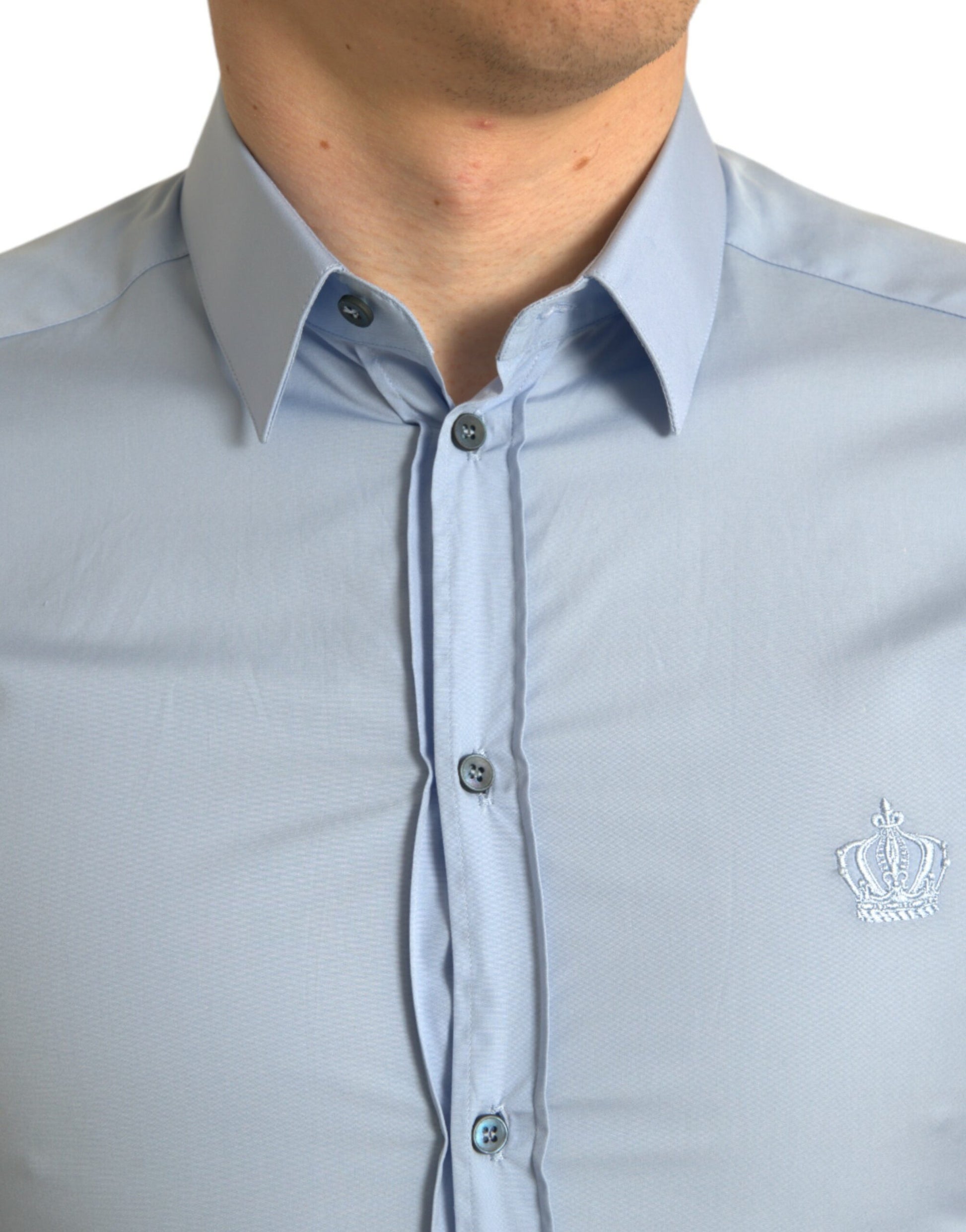 Blue shirt with collar and buttons