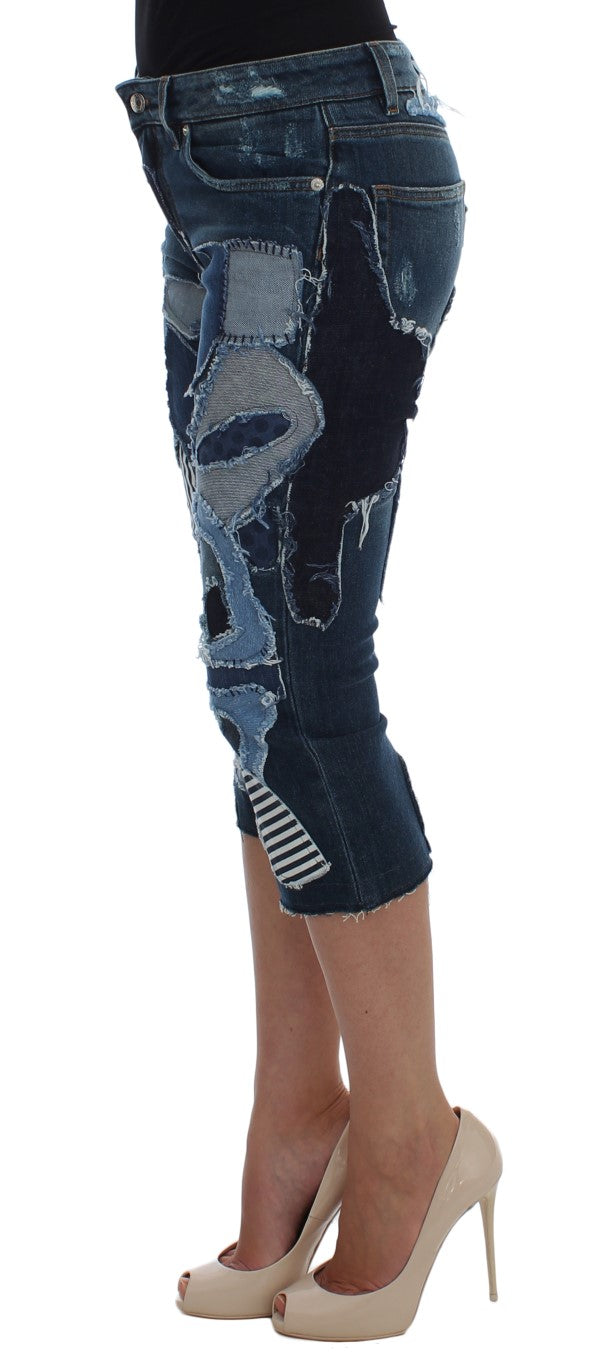 Pair of distressed denim jeans