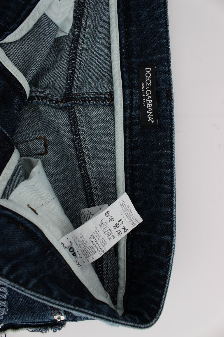 Blue denim jeans on display